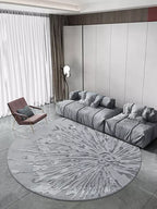 Silver Modern Abstract Round Rug