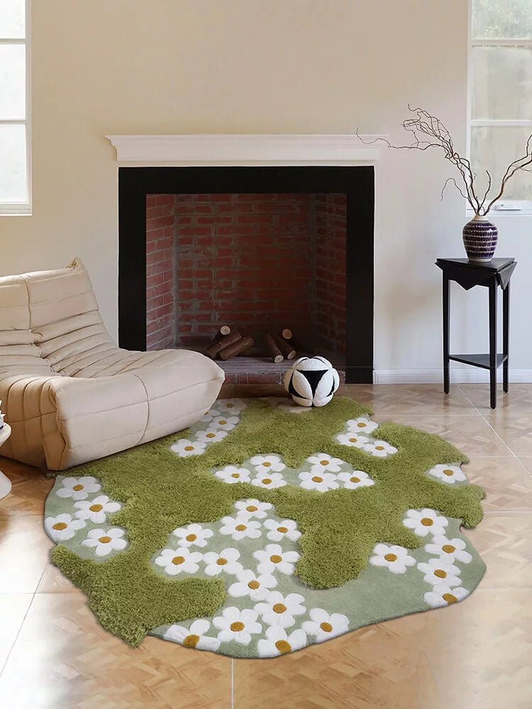 Daisy Square Rug Daisy Irregular Rug – Houseoon