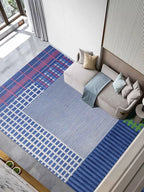 Checkered blue tufted rug