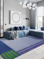 Checkered blue tufted rug
