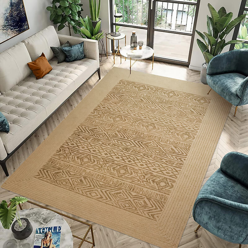 Hand Woven Jute Rug Rectangle - Houseoon