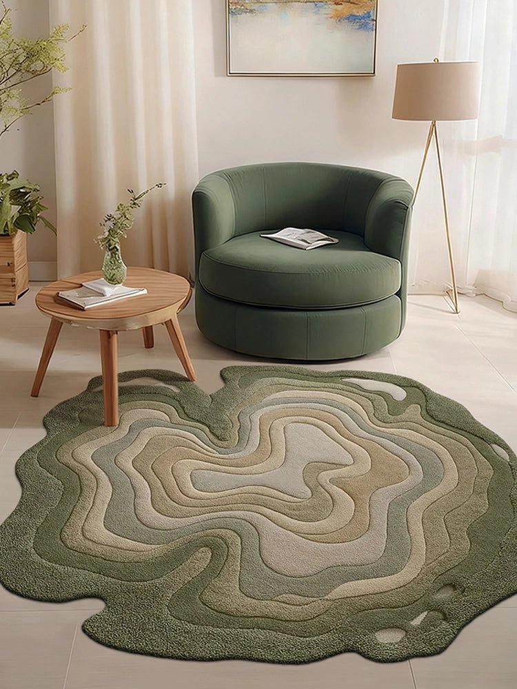 Handmade Olive Wool Area Rug - Houseoon
