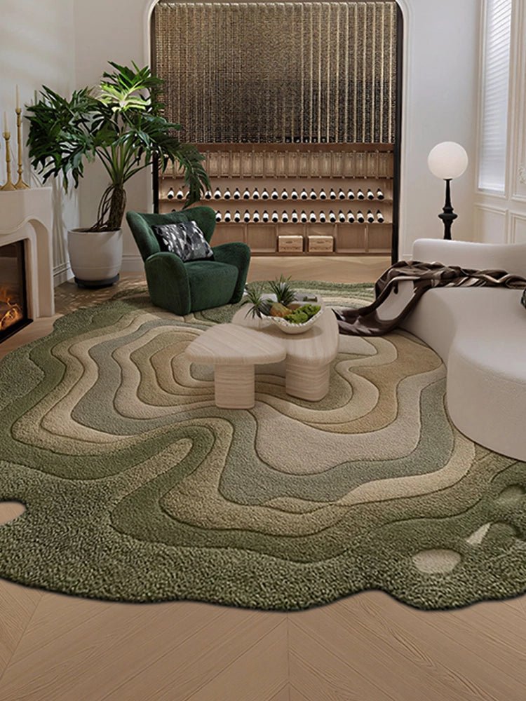 Handmade Olive Wool Area Rug Secondary image