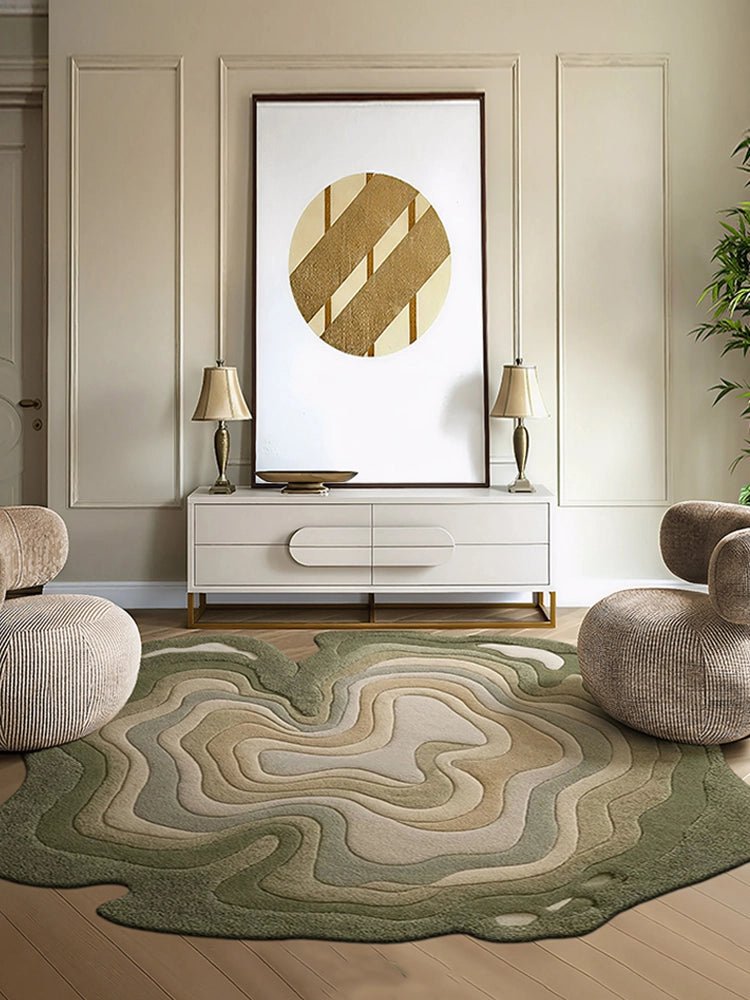 Handmade Olive Wool Area Rug - Houseoon