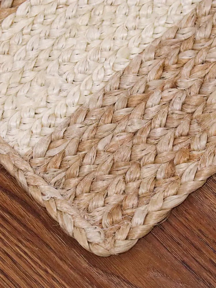 Handwoven Striped Jute Area Rug - Houseoon