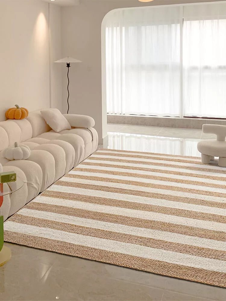 Tapis à bordure à rayures et boucle en jute Image secondaire du produit