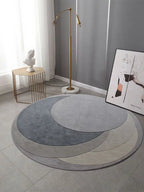 Haoseo Grey Geometric Round Rug - Houseoon