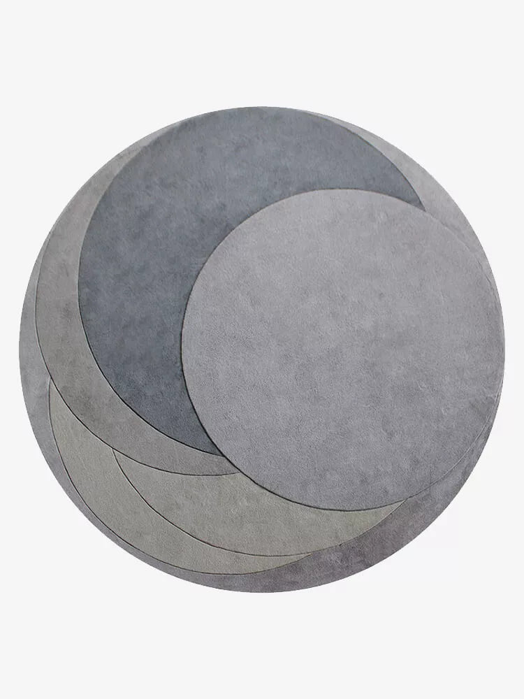 Haoseo Grey Geometric Round Rug - Houseoon Image principale du produit