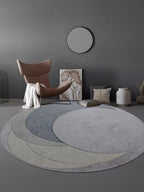 Haoseo Grey Geometric Round Rug - Houseoon