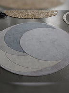 Haoseo Grey Geometric Round Rug - Houseoon
