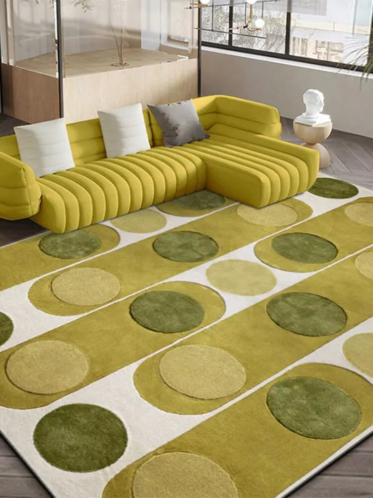 Green geometric rug