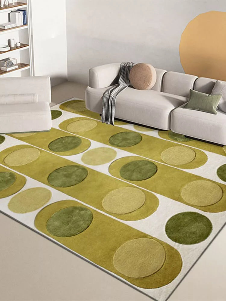 Green geometric rug