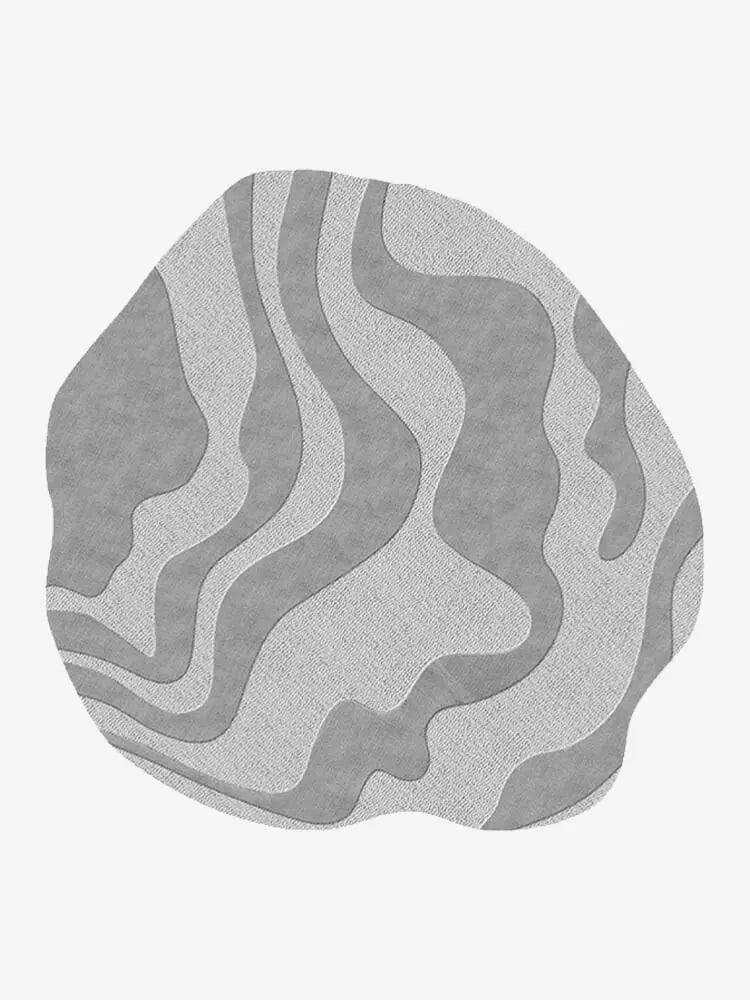 Irregular Shaped Grey Hand Tufted Rug - Houseoon