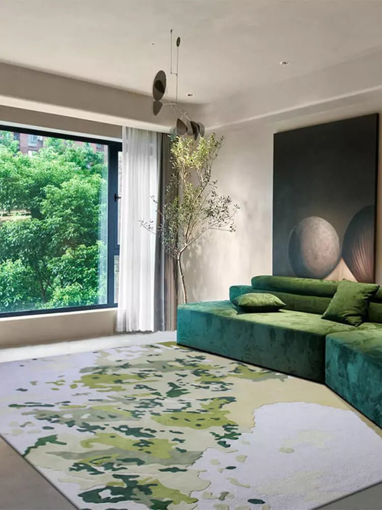 Kenyao Green Abstract Area Rug - Houseoon