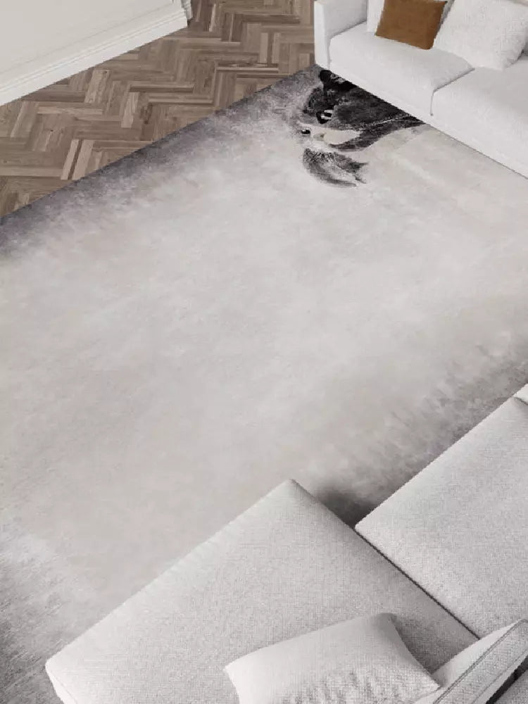 Light Grey Cat Tufted Rug - Houseoon