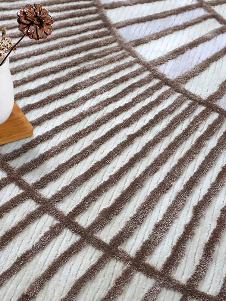 Mirres Brown Stripes Area Rug - Houseoon