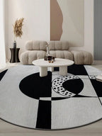 Momen black and white geometric rug - Houseoon
