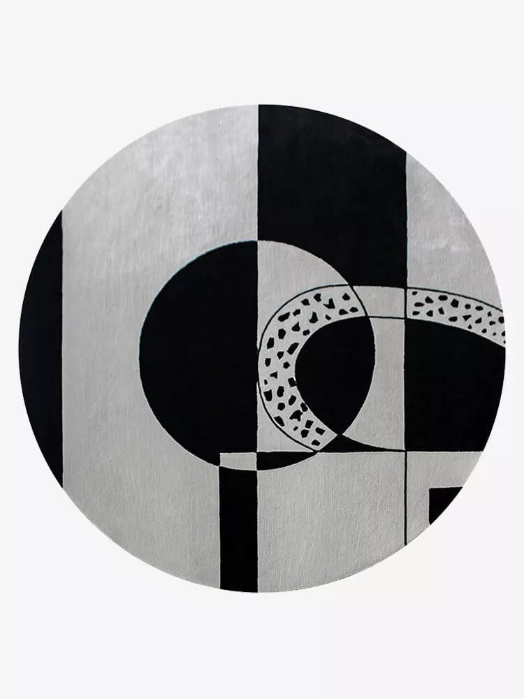 Momen black and white geometric rug - Houseoon