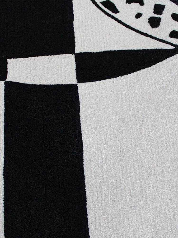 Momen black and white geometric rug - Houseoon