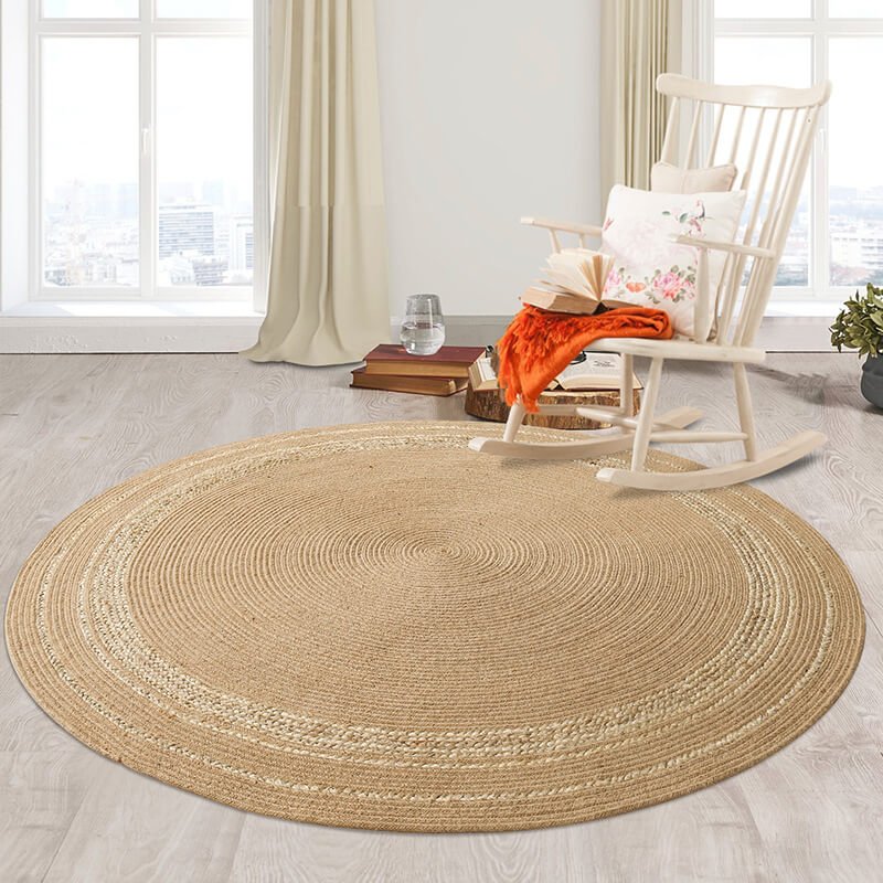 Natural Hand-Braided Round Jute Rug - Houseoon