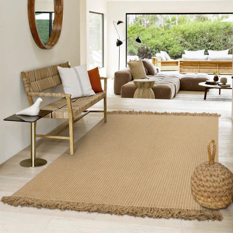 Natural hand braided tassels jute rug - Houseoon