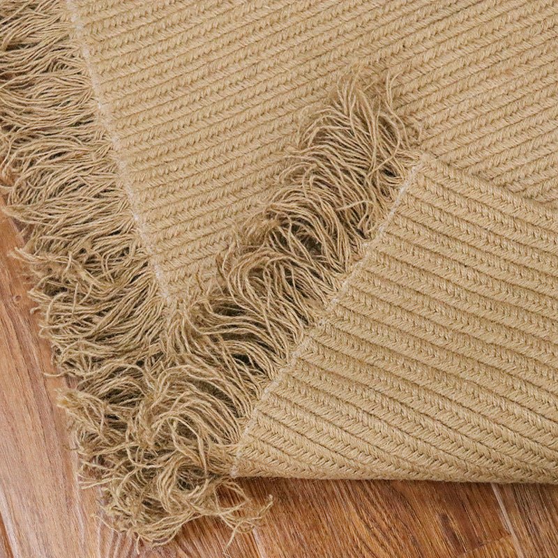 Natural hand braided tassels jute rug - Houseoon