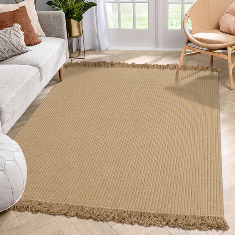 Natural hand braided tassels jute rug - Houseoon