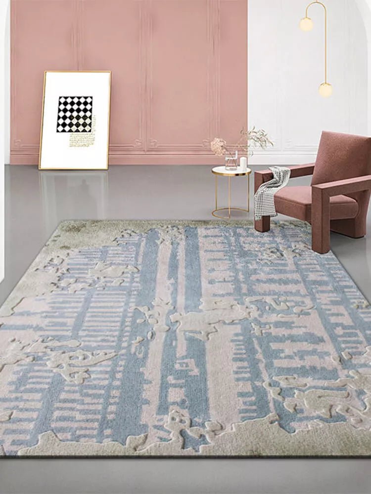 Noison Blue Textured Area Rug - Houseoon