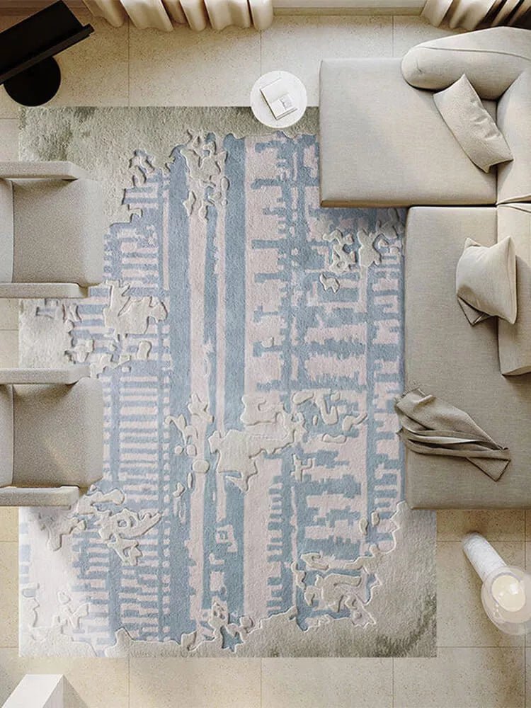 Noison Blue Textured Area Rug - Houseoon