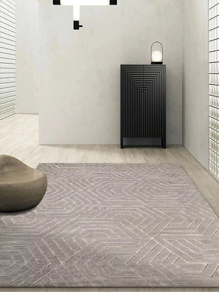 Nomae Grey Luxurious Texture Rug - Houseoon