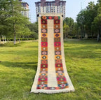 Persian Handwoven Wool Runner Rug | Hallway & Bedside Kilim Runner, Imported from Iran - Houseoon