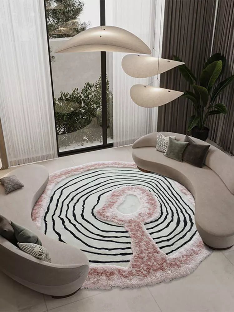 Pinkon Irregular Round Rugs - Houseoon