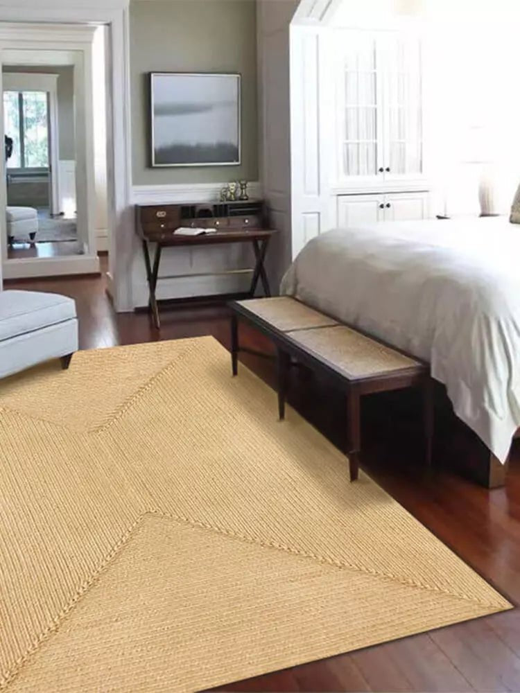 Rectangular woven jute rug - Houseoon