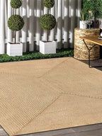 Rectangular woven jute rug - Houseoon