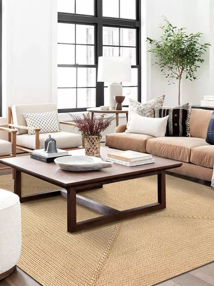 Rectangular woven jute rug - Houseoon