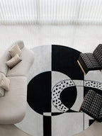 Momen black and white geometric rug