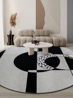Momen black and white geometric rug