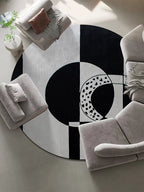 Momen black and white geometric rug