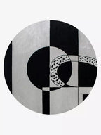 Momen black and white geometric rug