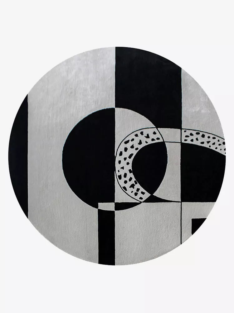 Momen black and white geometric rug Main image