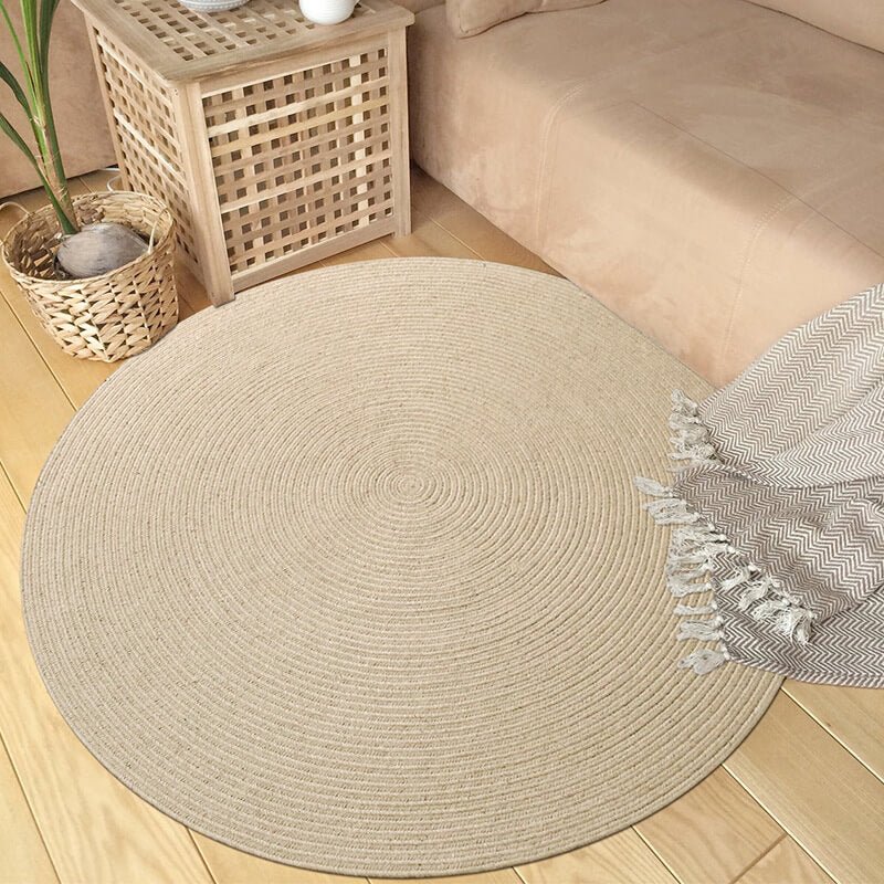 Round Braided Jute Rug - Houseoon