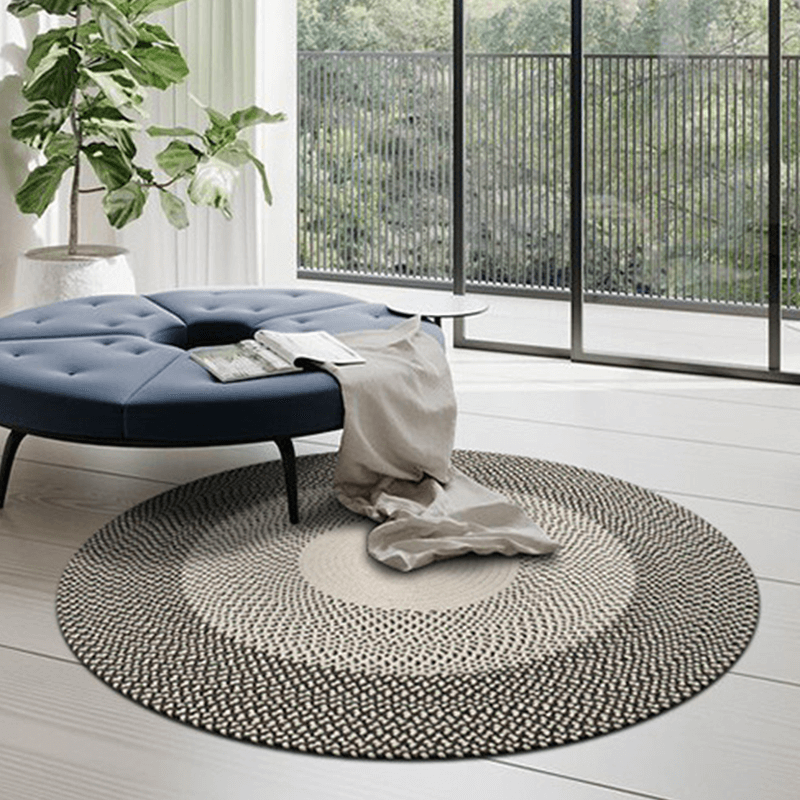 Round mixed color wool carpet Rug - Houseoon