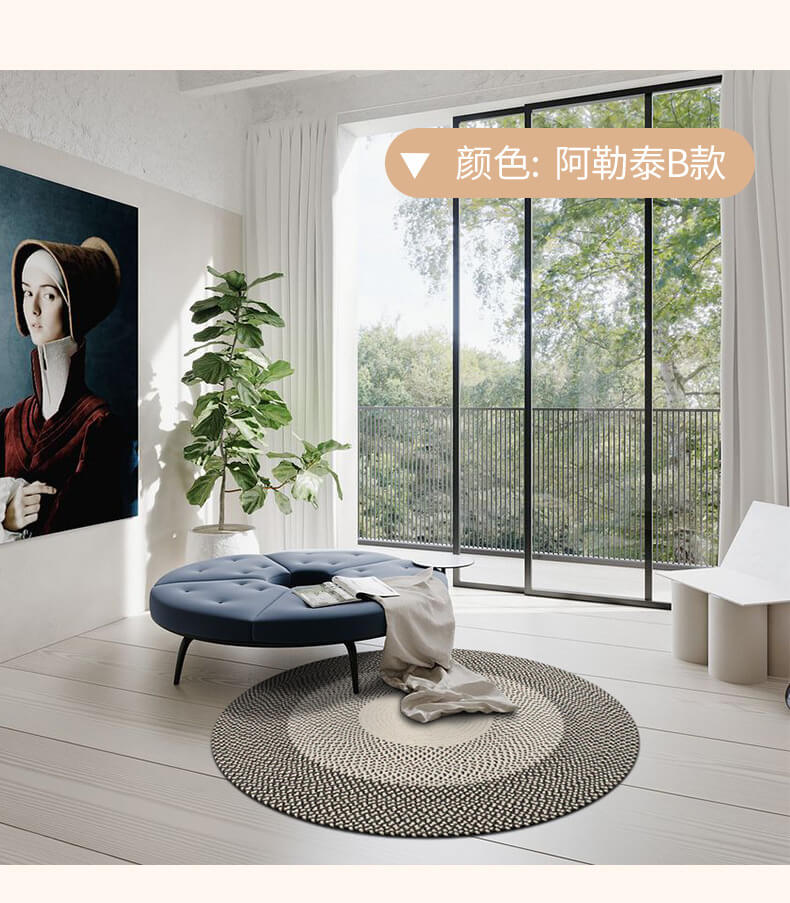 Round mixed color wool carpet Rug - Houseoon