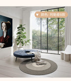 Round mixed color wool carpet Rug - Houseoon