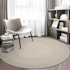 Round mixed color wool carpet Rug - Houseoon