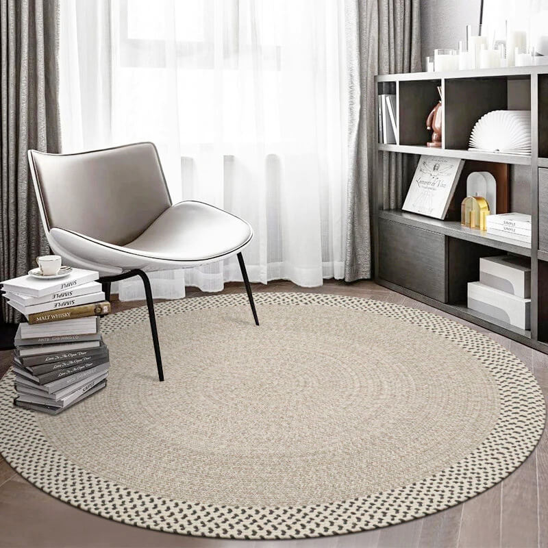 Round mixed color wool carpet Rug - Houseoon