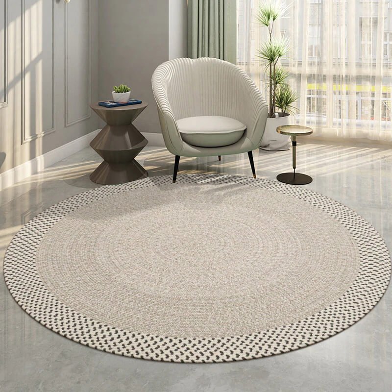 Round mixed color wool carpet Rug - Houseoon