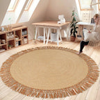 Round Tassels Jute Rug - Houseoon