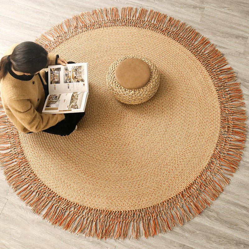 Round Tassels Jute Rug - Houseoon