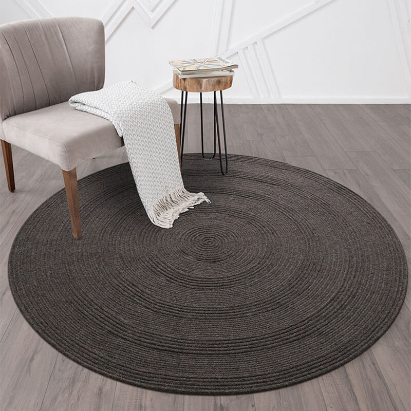 Round Wool Area Braided Rugs - Houseoon